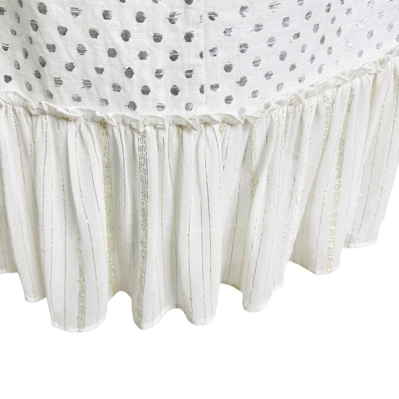 Anthropologie Kopal Tiered Mini Dress White with Metallic Threads Size S - Picture 3 of 10
